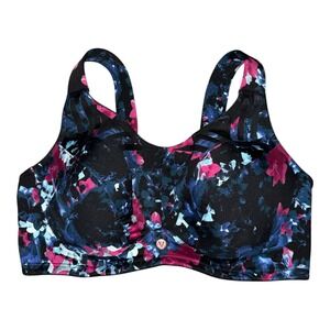 Livi Sports Bra Women 42DDD Black Floral Max Support Underwire High Impact